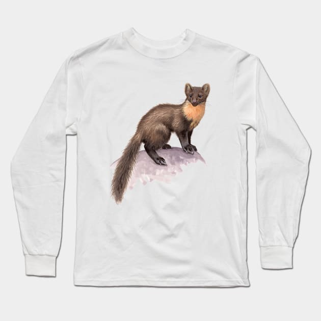 Pine Marten Long Sleeve T-Shirt by kokayart